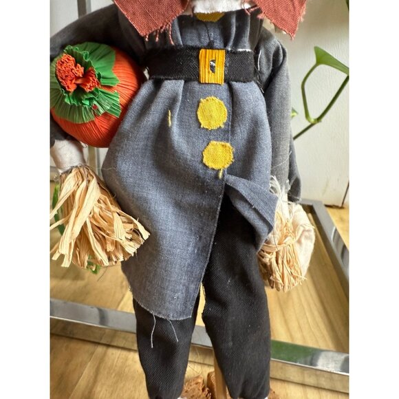 Rustic Scarecrow Figurine with Pumpkin - Picture 3 of 9